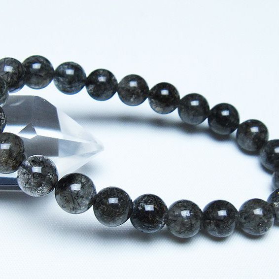 ブラックルチルクォーツ ブレスレット 9mm [t257-8040]