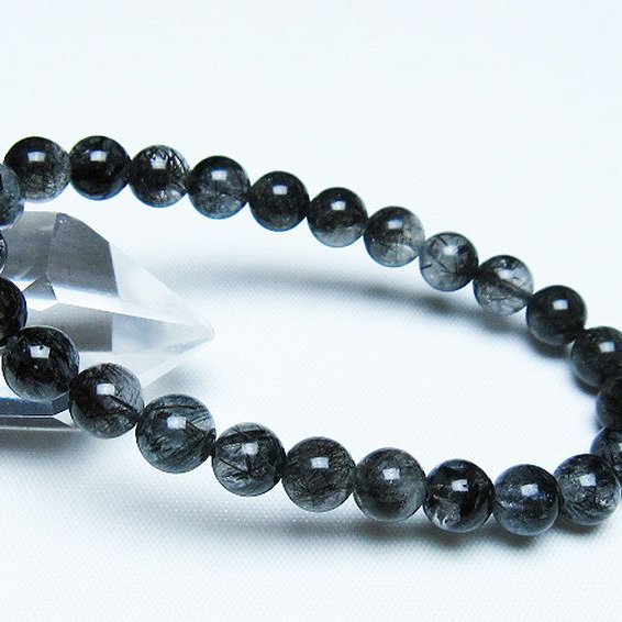 ブラックルチルクォーツ ブレスレット 7mm [t257-8055]