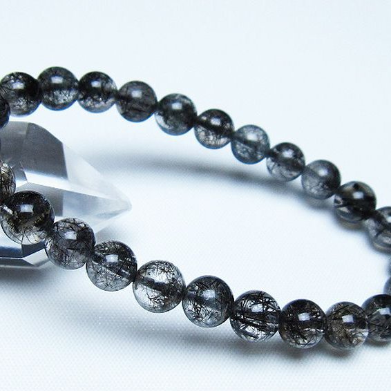 ブラックルチルクォーツ ブレスレット 7mm [t257-8059]