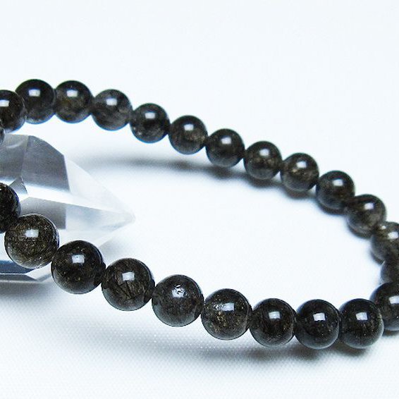 ブラックルチルクォーツ ブレスレット 7mm [t257-8061]