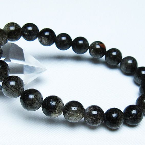 ブラックルチルクォーツ ブレスレット 9mm [t257-8072]