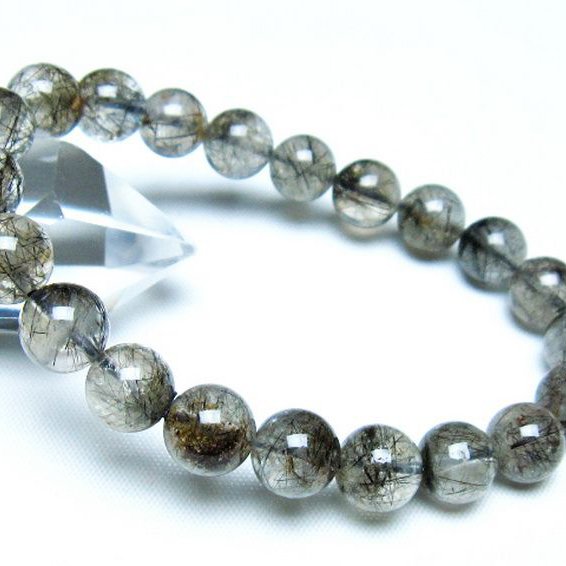 ブラックルチルクォーツ ブレスレット 9mm [t257-8165]