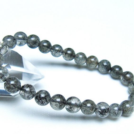 ブラックルチルクォーツ ブレスレット 7mm [t257-8183]