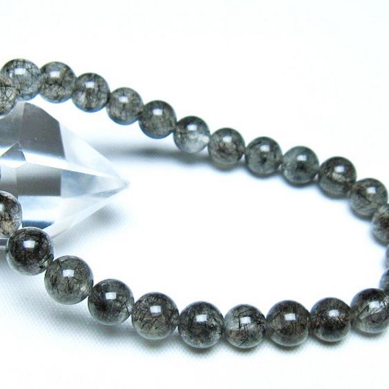 ブラックルチルクォーツ ブレスレット 7mm [t257-8184]