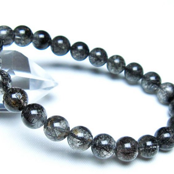 ブラックルチルクォーツ ブレスレット 8mm [t257-8232]