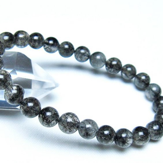 ブラックルチルクォーツ ブレスレット 7mm [t257-8233]