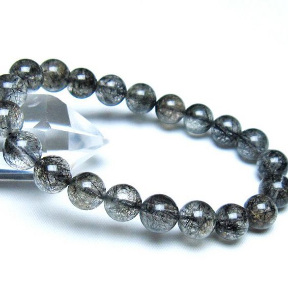 ブラックルチルクォーツ ブレスレット 9mm [t257-8251]