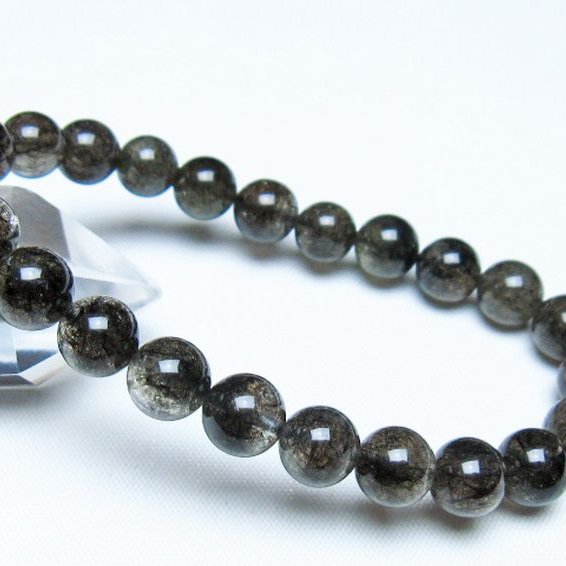 ブラックルチルクォーツ ブレスレット 8mm [t257-8256]