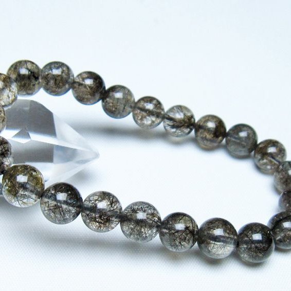 ブラックルチルクォーツ ブレスレット 9mm [t257-8282]