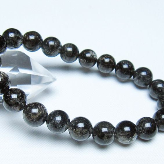 ブラックルチルクォーツ ブレスレット 9mm [t257-8304]