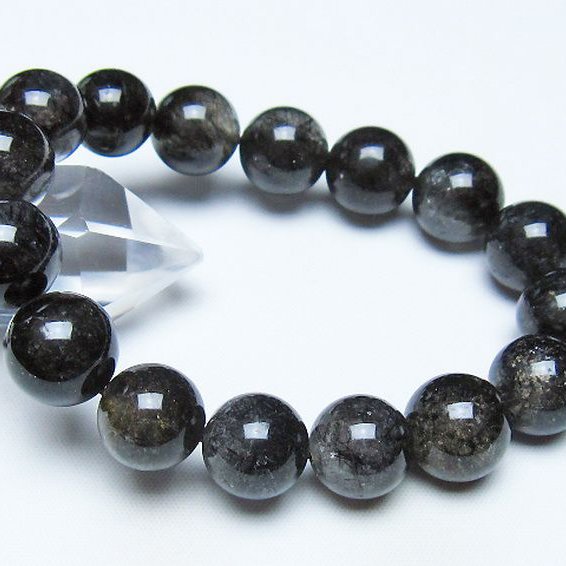 ブラックルチルクォーツ ブレスレット 13mm [t257-8496]
