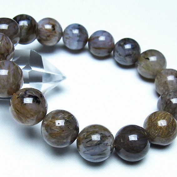 ルチルインアゲート ブレスレット 14mm [t258-2059]