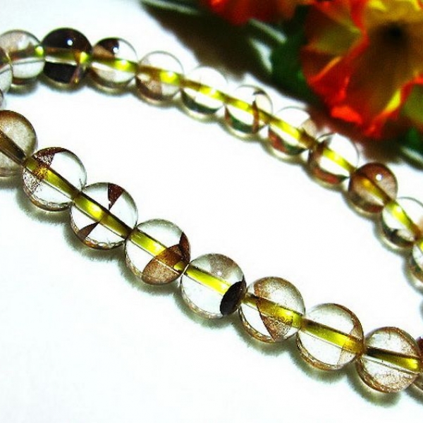 ゴールドファントム水晶 ブレスレット 7mm [T262-463]