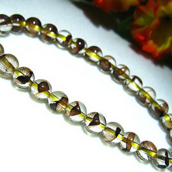 ゴールドファントム水晶 ブレスレット 6mm [T262-481]