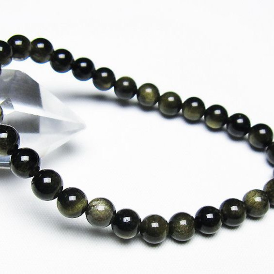 ゴールドキャッツアイオブシディアン ブレスレット 6mm [T265-1842]