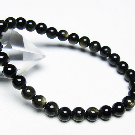 ゴールドキャッツアイオブシディアン ブレスレット 6mm [T265-1848]