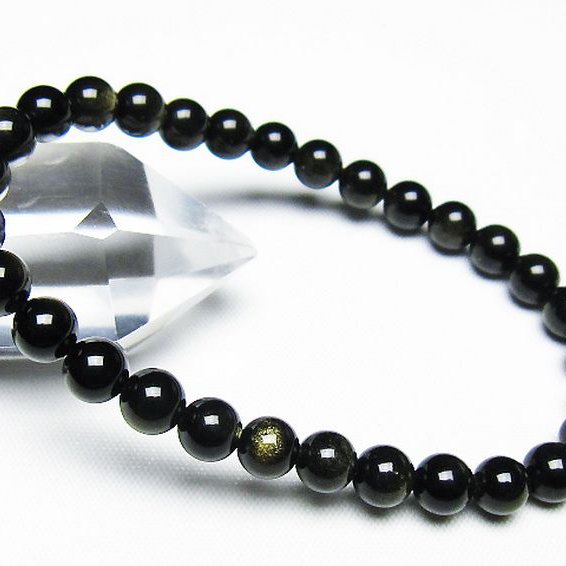ゴールドキャッツアイオブシディアン ブレスレット 6mm [T265-1854]