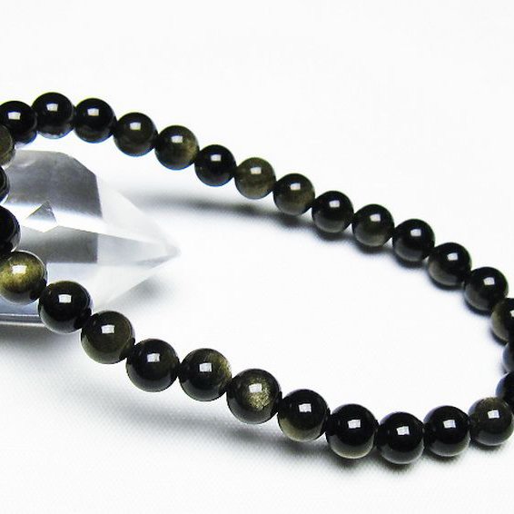 ゴールドキャッツアイオブシディアン ブレスレット 6mm [T265-1860]