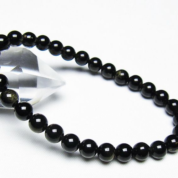 ゴールドキャッツアイオブシディアン ブレスレット 6mm [T265-1876]