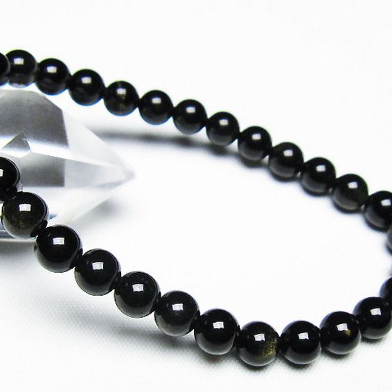 ゴールドキャッツアイオブシディアン ブレスレット 6mm [T265-1882]