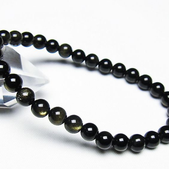 ゴールドキャッツアイオブシディアン ブレスレット 6mm [T265-1886]