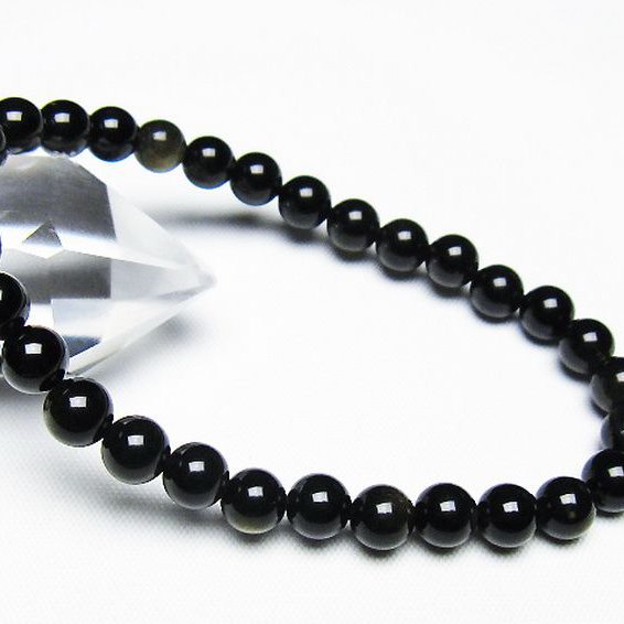 ゴールドキャッツアイオブシディアン ブレスレット 6mm [T265-1892]