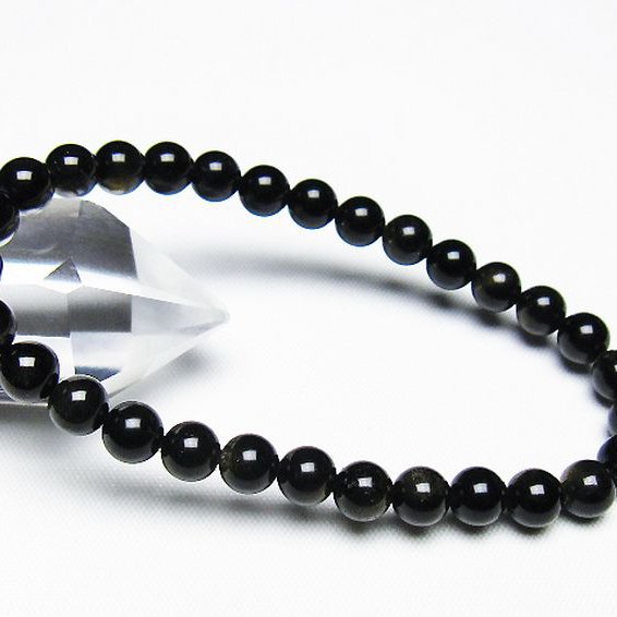 ゴールドキャッツアイオブシディアン ブレスレット 6mm [T265-1899]