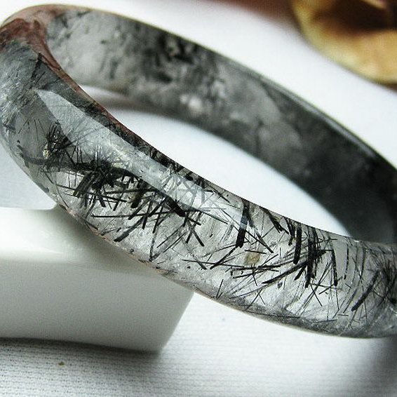 ブラックルチルクォーツ バングル 54mm [T274-19]