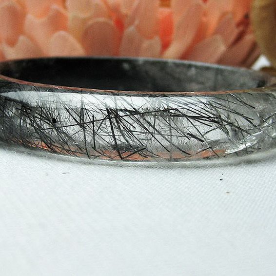 ブラックルチルクォーツ バングル 58mm [T274-20]