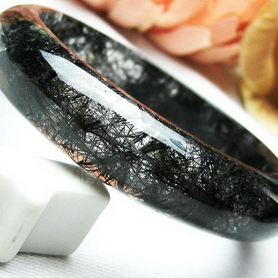 ブラックルチルクォーツ バングル 54mm [T274-56]