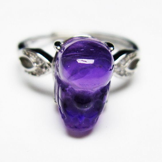 アメジスト ヒキュウ 貔貅 指輪 (12号)[T275-22030]