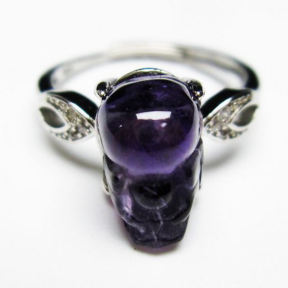 アメジスト ヒキュウ 貔貅 指輪 (13号)[T275-22033]