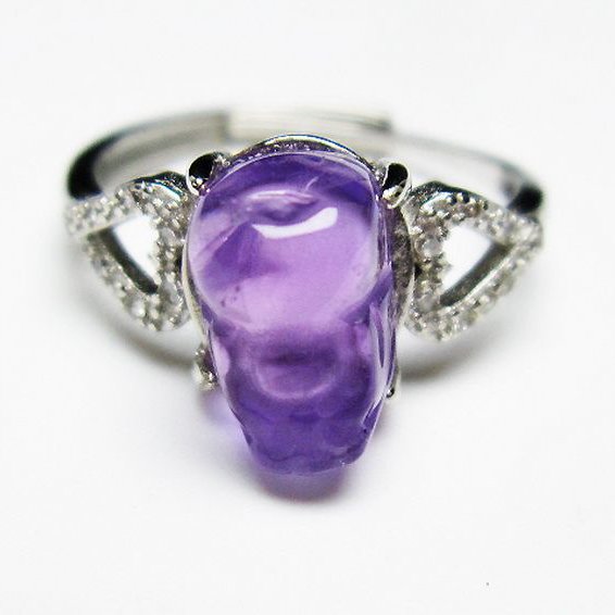 アメジスト ヒキュウ 貔貅 指輪 (15号)[T275-22042]