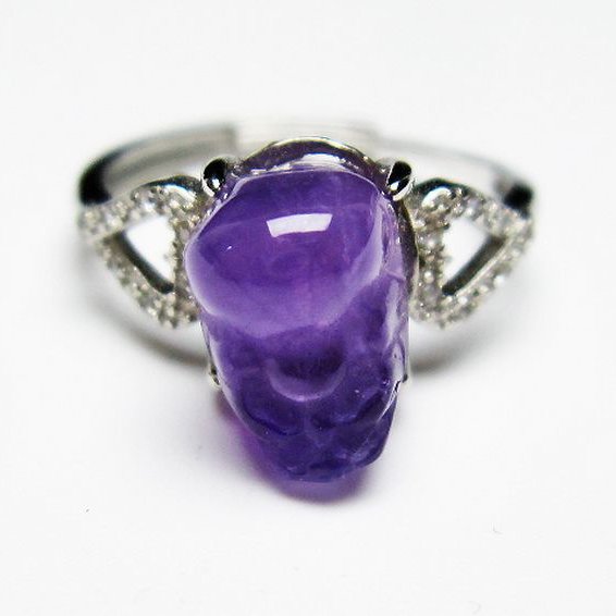 アメジスト ヒキュウ 貔貅 指輪 (15号)[T275-22045]