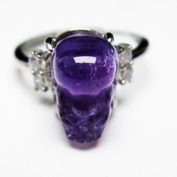 アメジスト ヒキュウ 貔貅 指輪 (15号) [t275-22078]