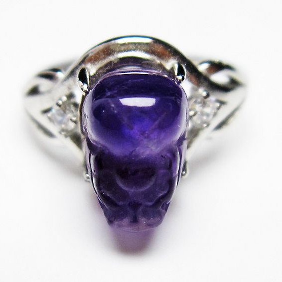 アメジスト ヒキュウ 貔貅 指輪 (15号) [t275-22086]