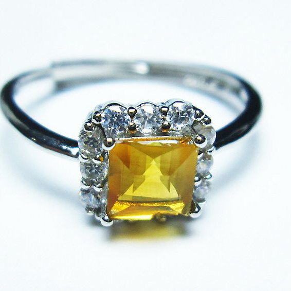 シトリン 指輪 (14号)[T275-22245]