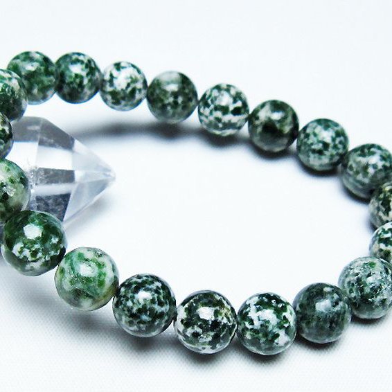グリーンスポットジャスパー ブレスレット 10mm [T285-1192]