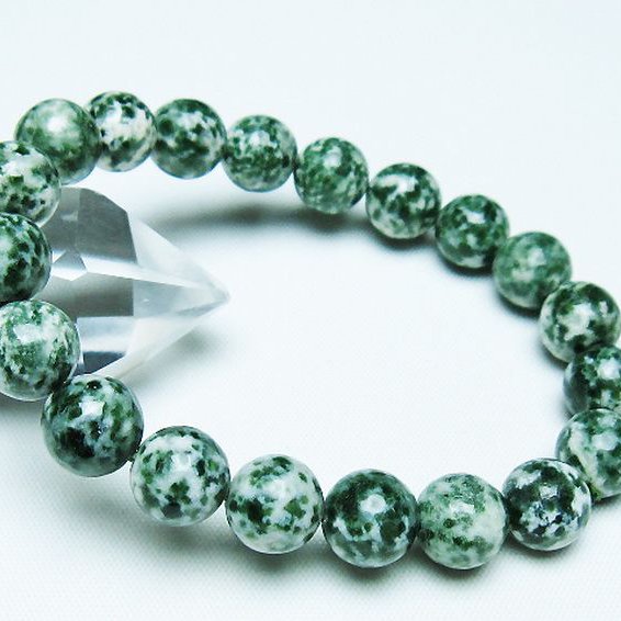 グリーンスポットジャスパー ブレスレット 10mm [T285-1541]