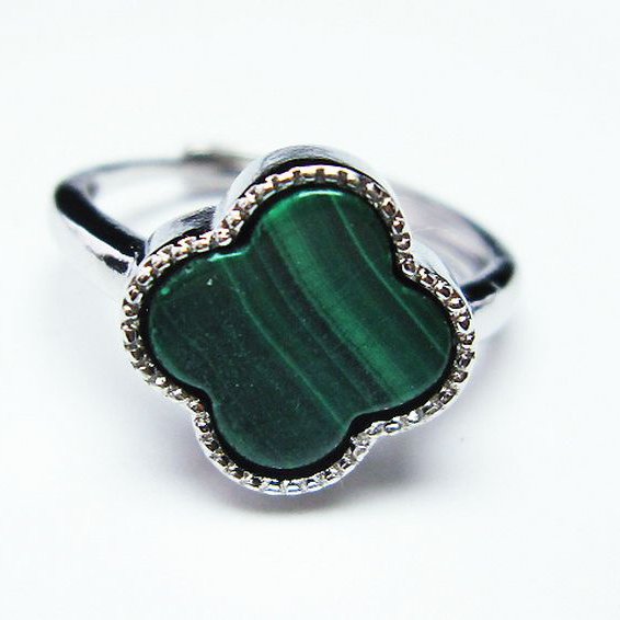 マラカイト 指輪 (14号)[T290-1041]