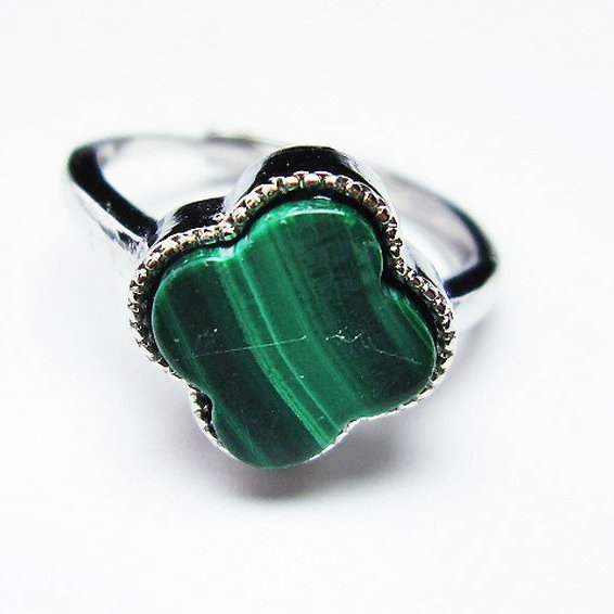 マラカイト 指輪 (14号)[T290-1051]