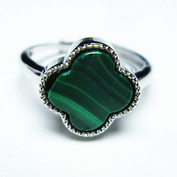 マラカイト 指輪 (14号)[T290-1149]