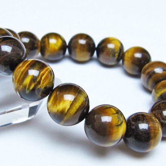タイガーアイ※黄虎目石 ブレスレット 14mm [t30-14346]