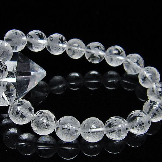 ヒマラヤ水晶 手彫り 龍 ブレスレット 11mm [T305-807]