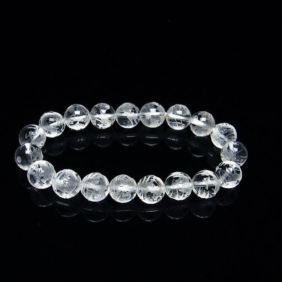 ヒマラヤ水晶 手彫り 龍 ブレスレット 10mm [T305-854]