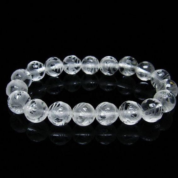 ヒマラヤ水晶 手彫り 龍 ブレスレット 11mm [T305-860]