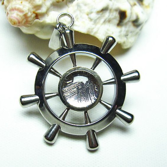 ギベオン メテオライト隕石 船のハンドル 舵 ペンダント [t309-1768]