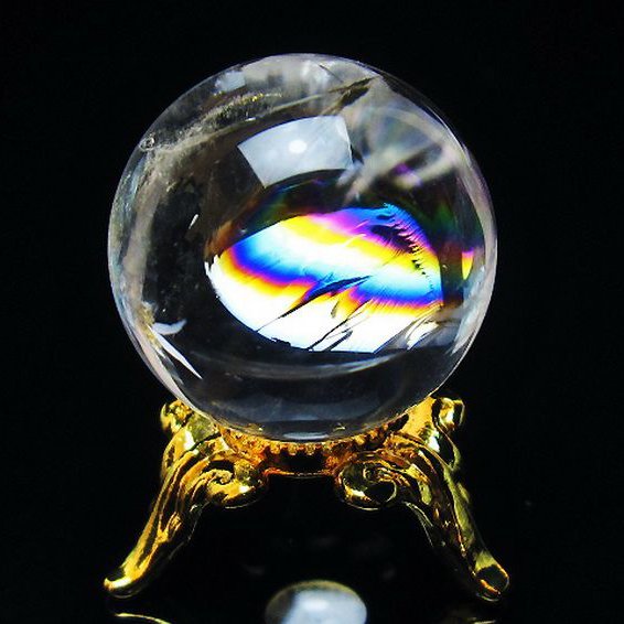 虹入り ヒマラヤ水晶 丸玉 22mm [T317-4075]