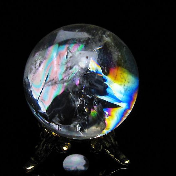 虹入り ヒマラヤ水晶 丸玉 25mm [T317-4533]