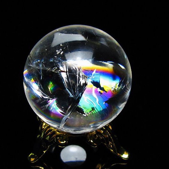 虹入り ヒマラヤ水晶 丸玉 24mm [T317-4711]